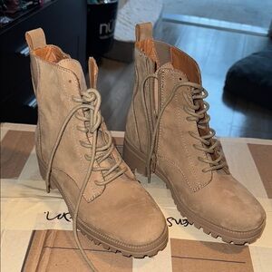 Women's Tan Lace-Up Boots